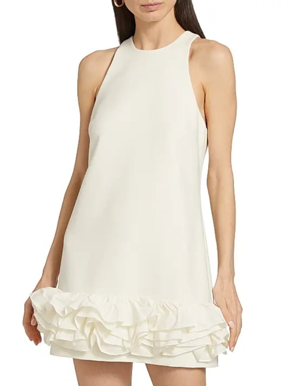 CINQ À SEPT 'Beta' Ruffled-Hem Sleeveless Mini-Dress, Ivory - Picture 2 of 5